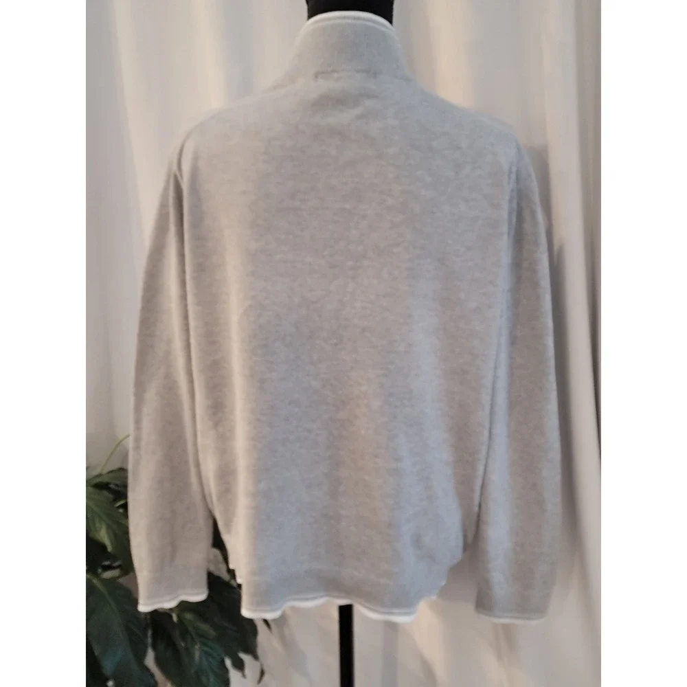 Michael Kors Mens Quarter Zip Sweater Gray Mock Neck Pullover Large MK Logo